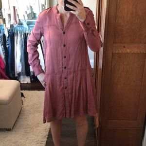Anthropologie Mauve A-Symmetrical Shirt Dress